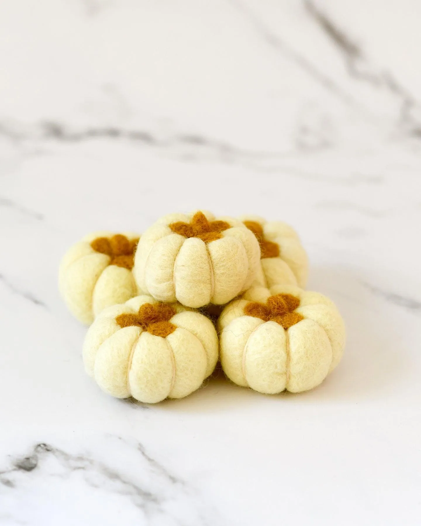 Felt Pumpkins (Light Yellow Coloured) - 5 Pumpkins