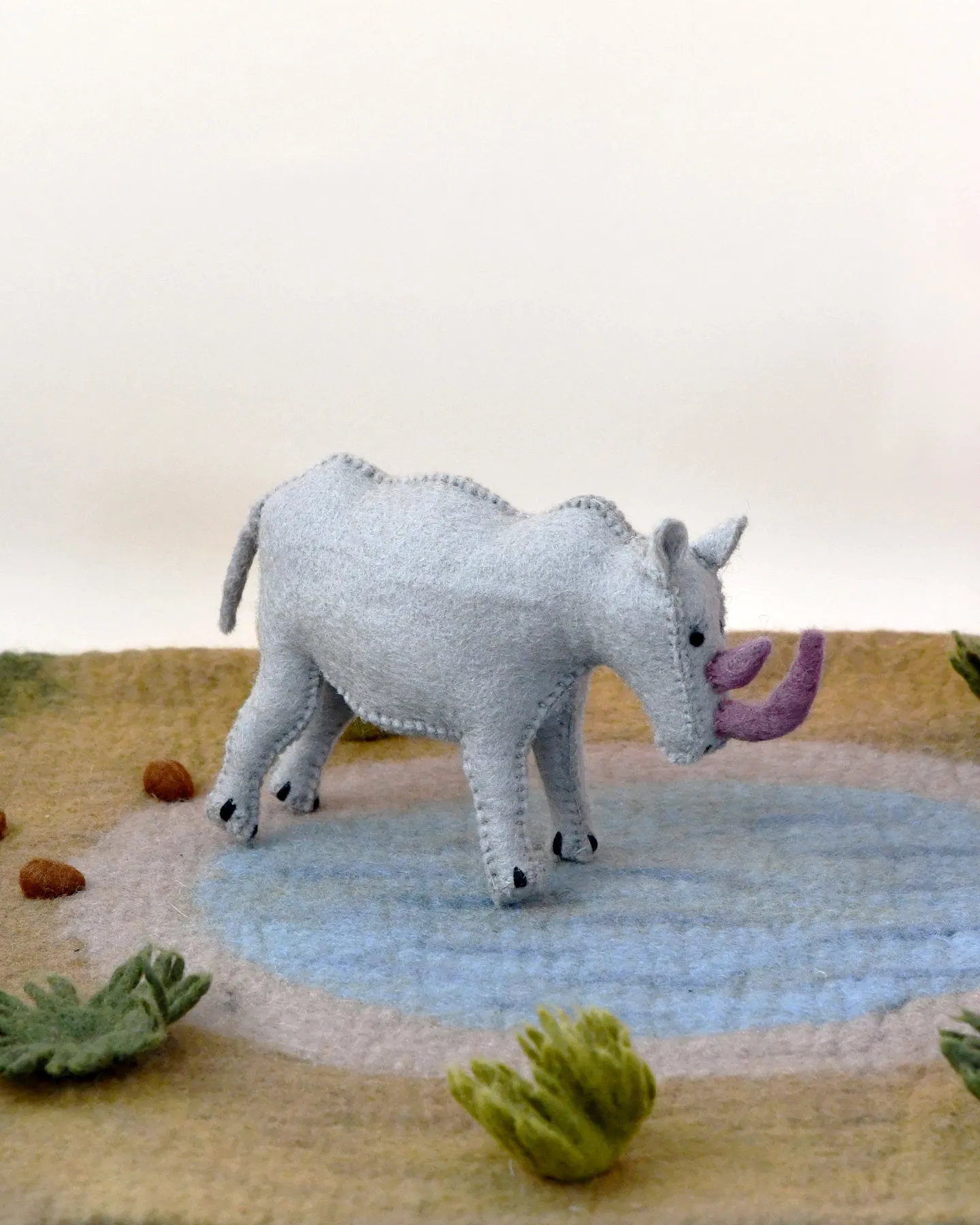 Felt Rhinoceros Soft Toy for Safari Play