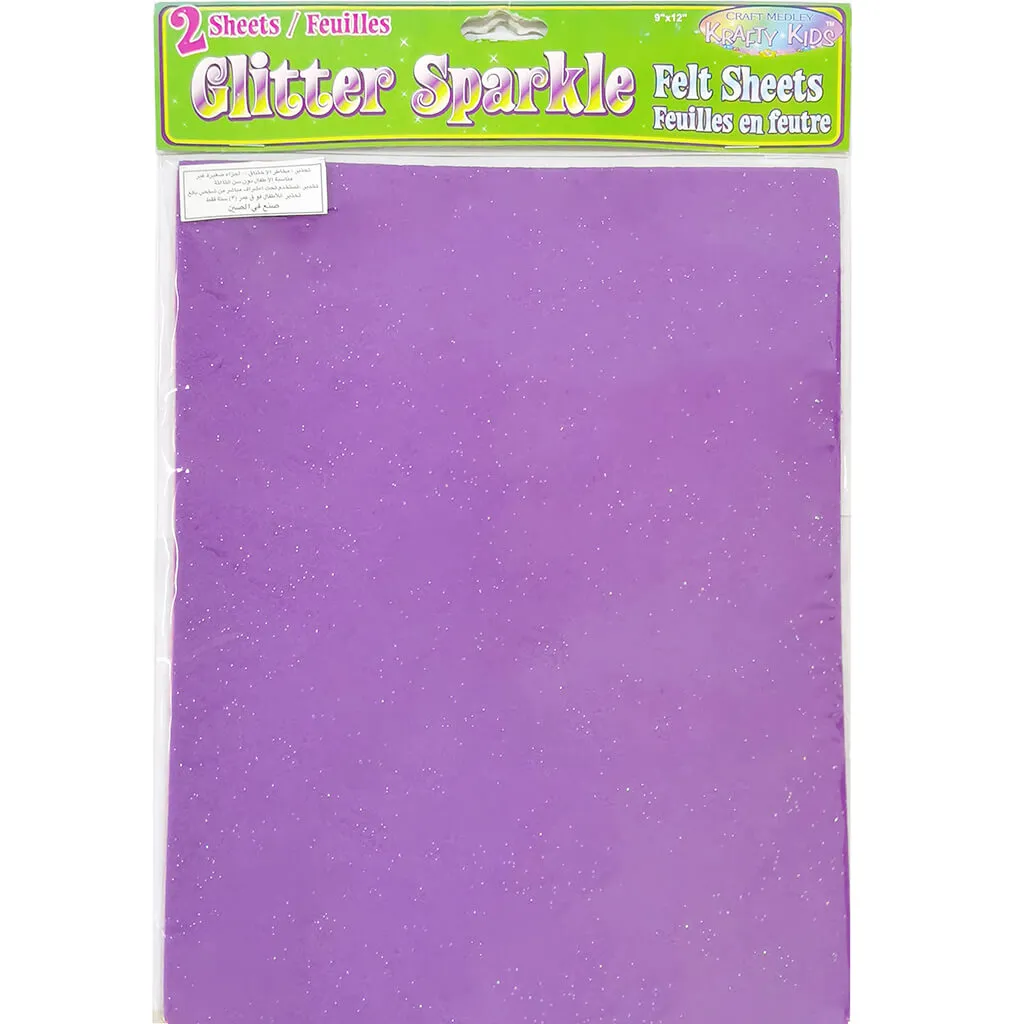 Felt Square Glitter Sparkle 9in x 12in, Princess