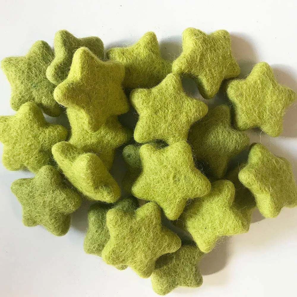 Felt Stars Bright Green