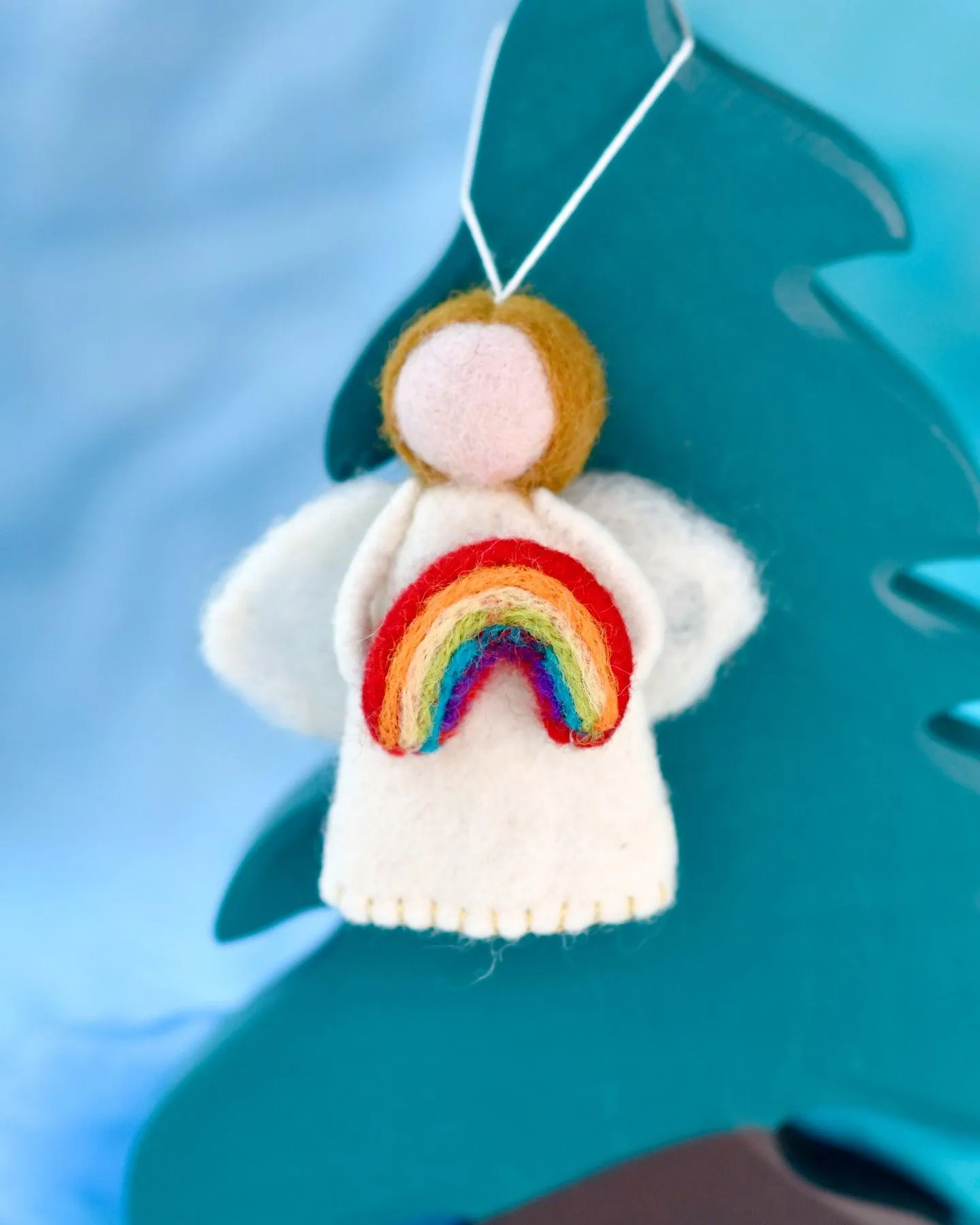 Felt Waldorf Diversity Angel with Rainbow - Light Brown Hair