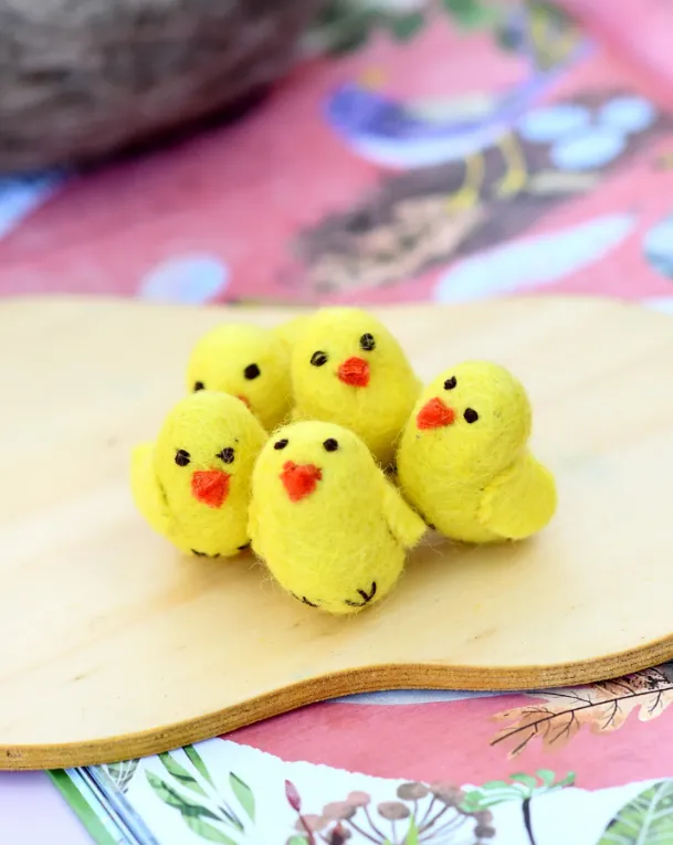 Felt Yellow Chicks, Set of 5