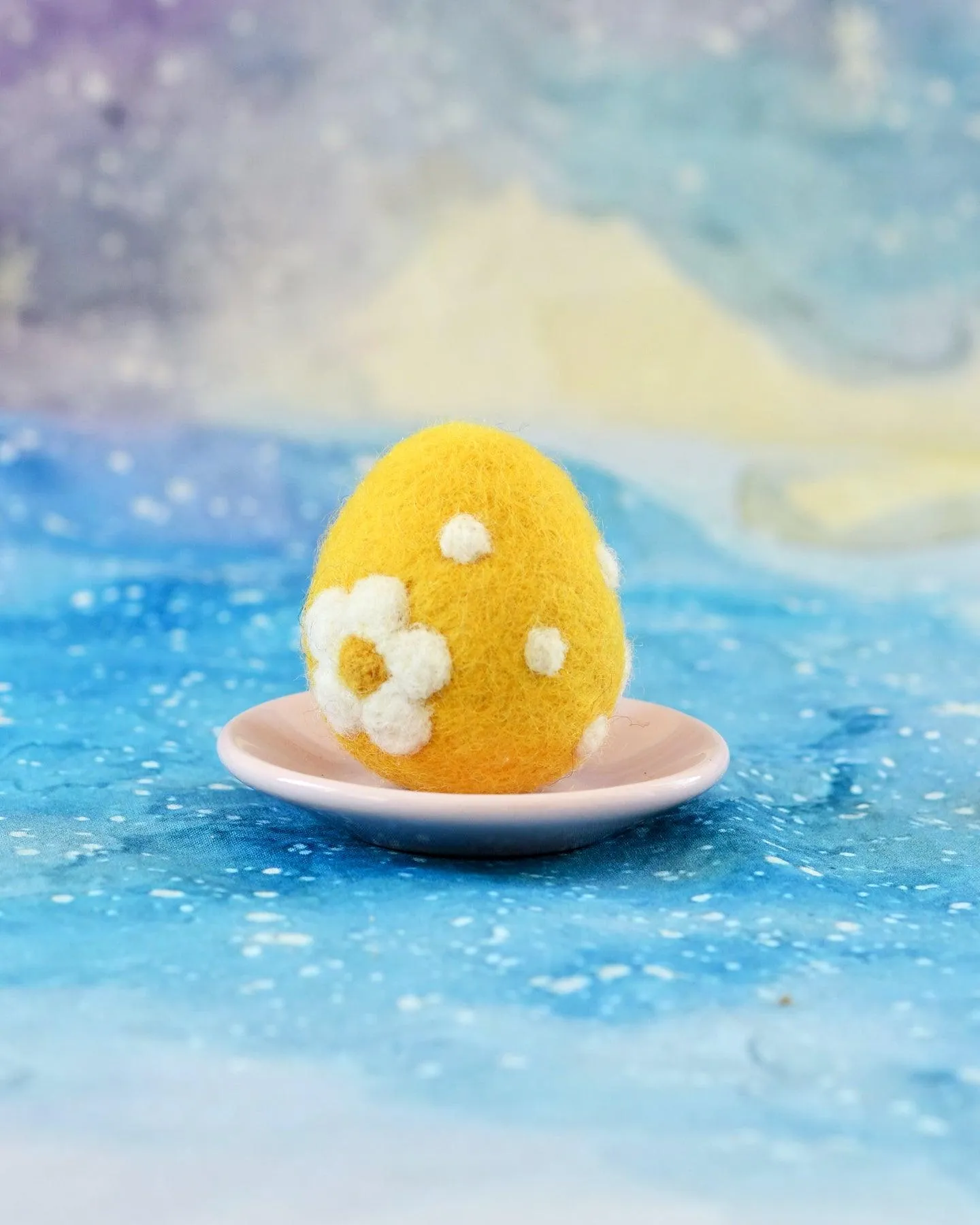 Felt Yellow Floral and Dots Egg