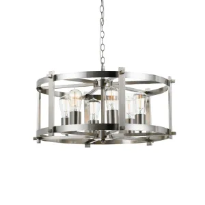 Finley 60cm 6 Light Nickel Matt Drum Frame Pendant