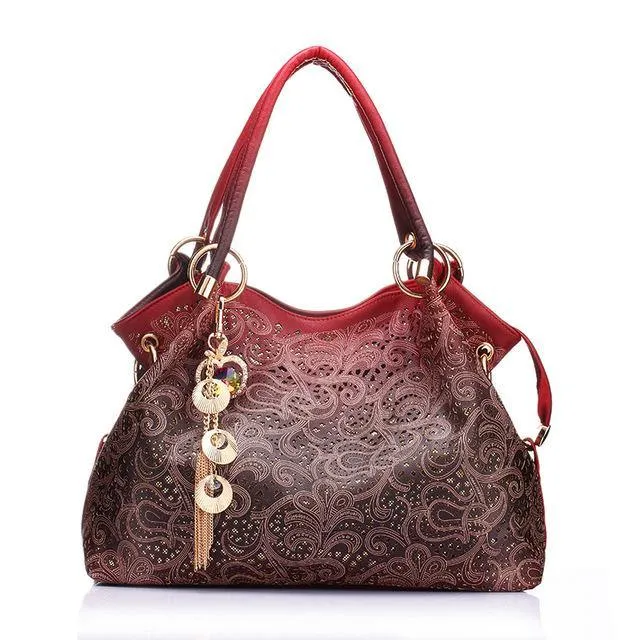 Floral Print Shoulder PU Leather Tote Bag