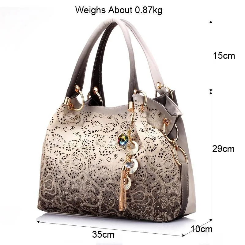 Floral Print Shoulder PU Leather Tote Bag