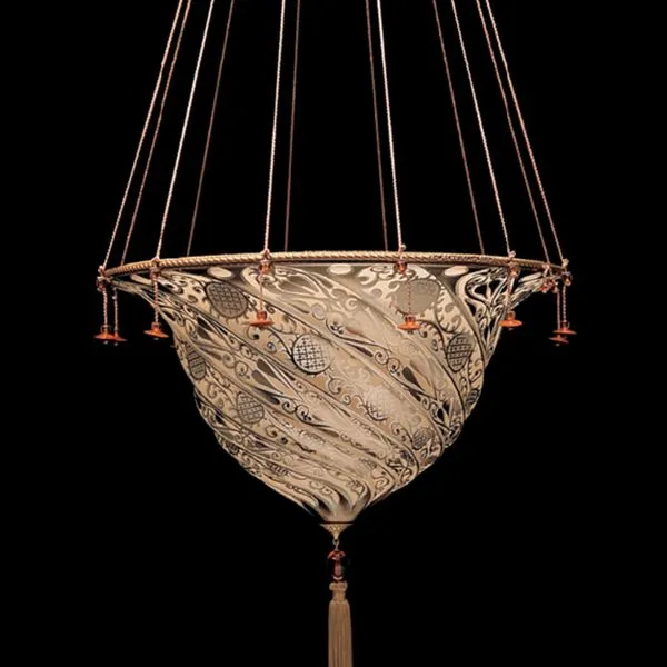 Fortuny Style Pendant Light With Art Nouveau Design