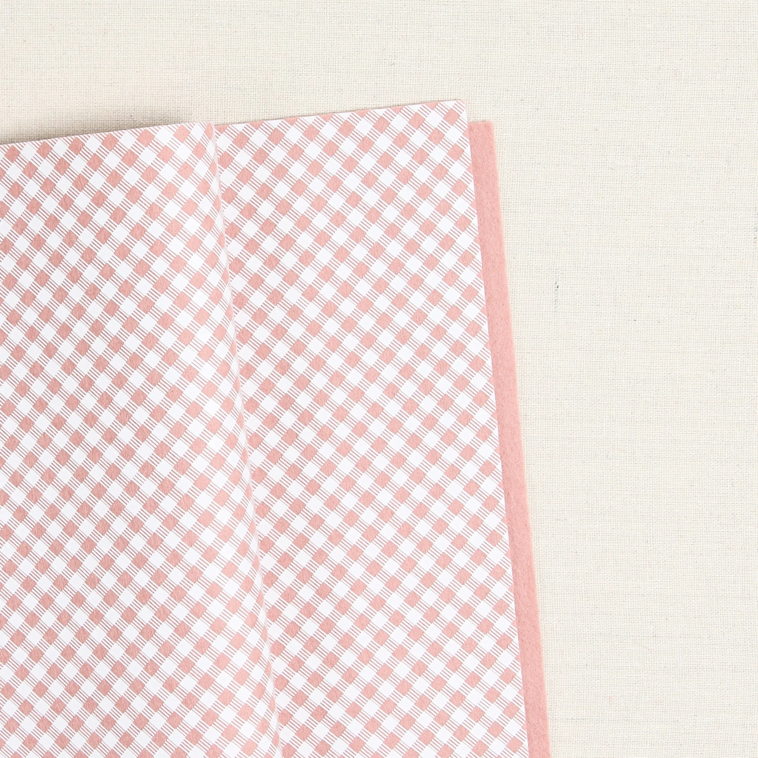 Gingham Printed Felt, Rose Quartz