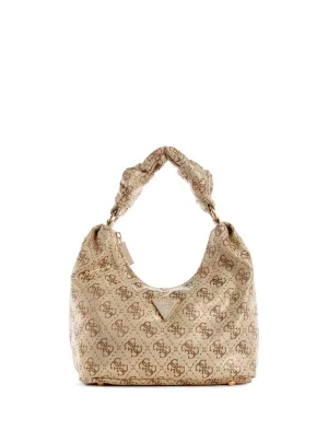 Gold Logo Velina Hobo Bag