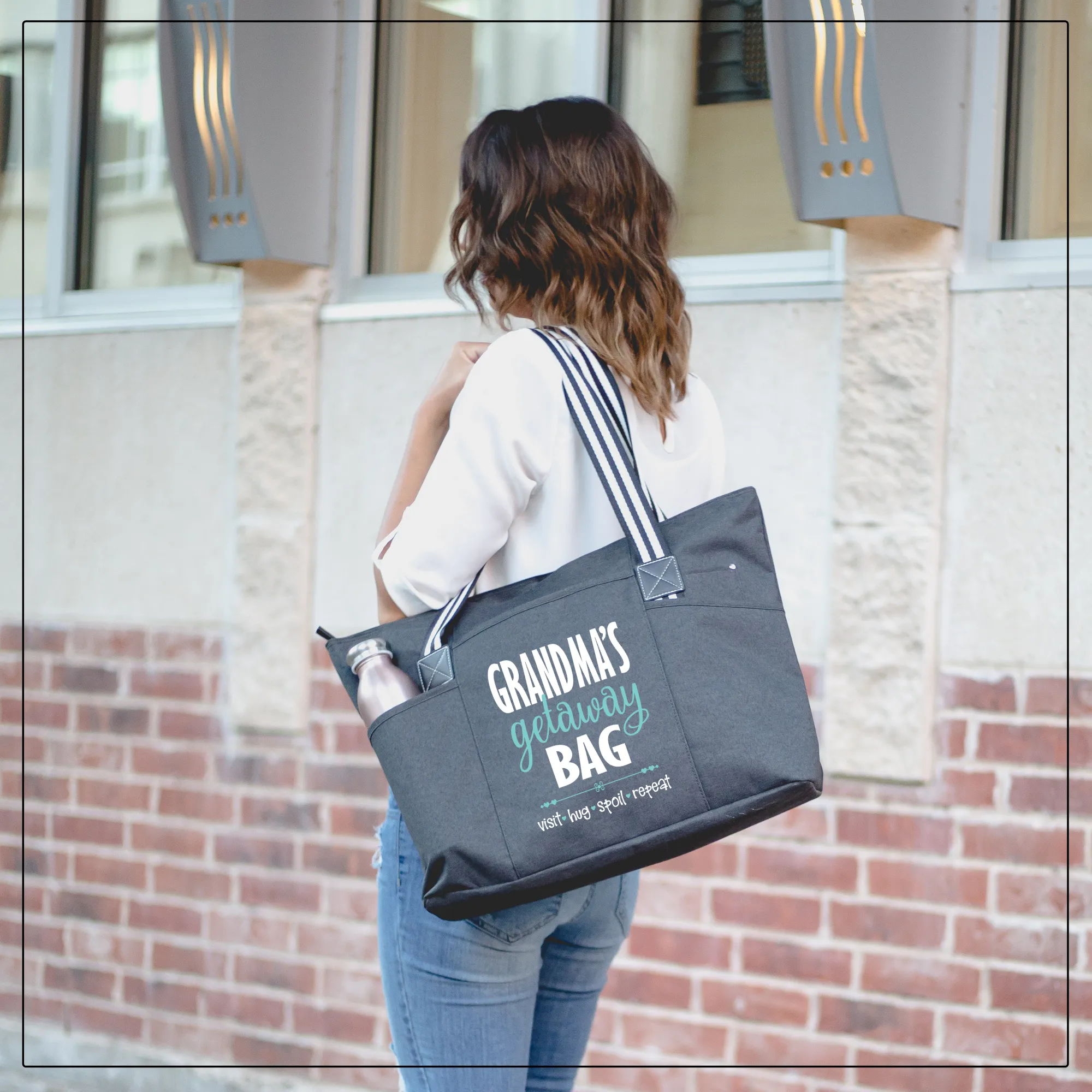 Grandma's Getaway Black Tessa Tote Bag for Grandmothers