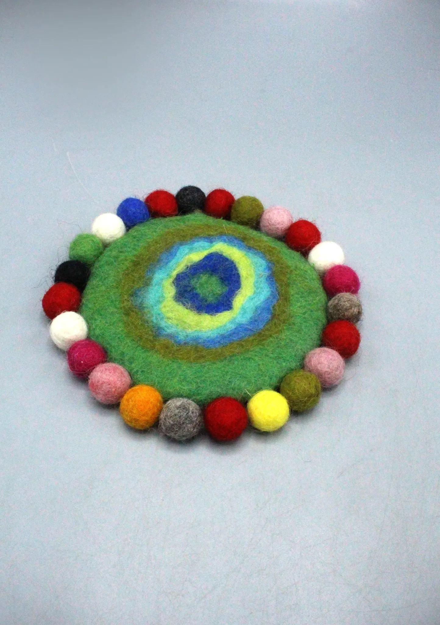 Green Felt Round Tea Coaster