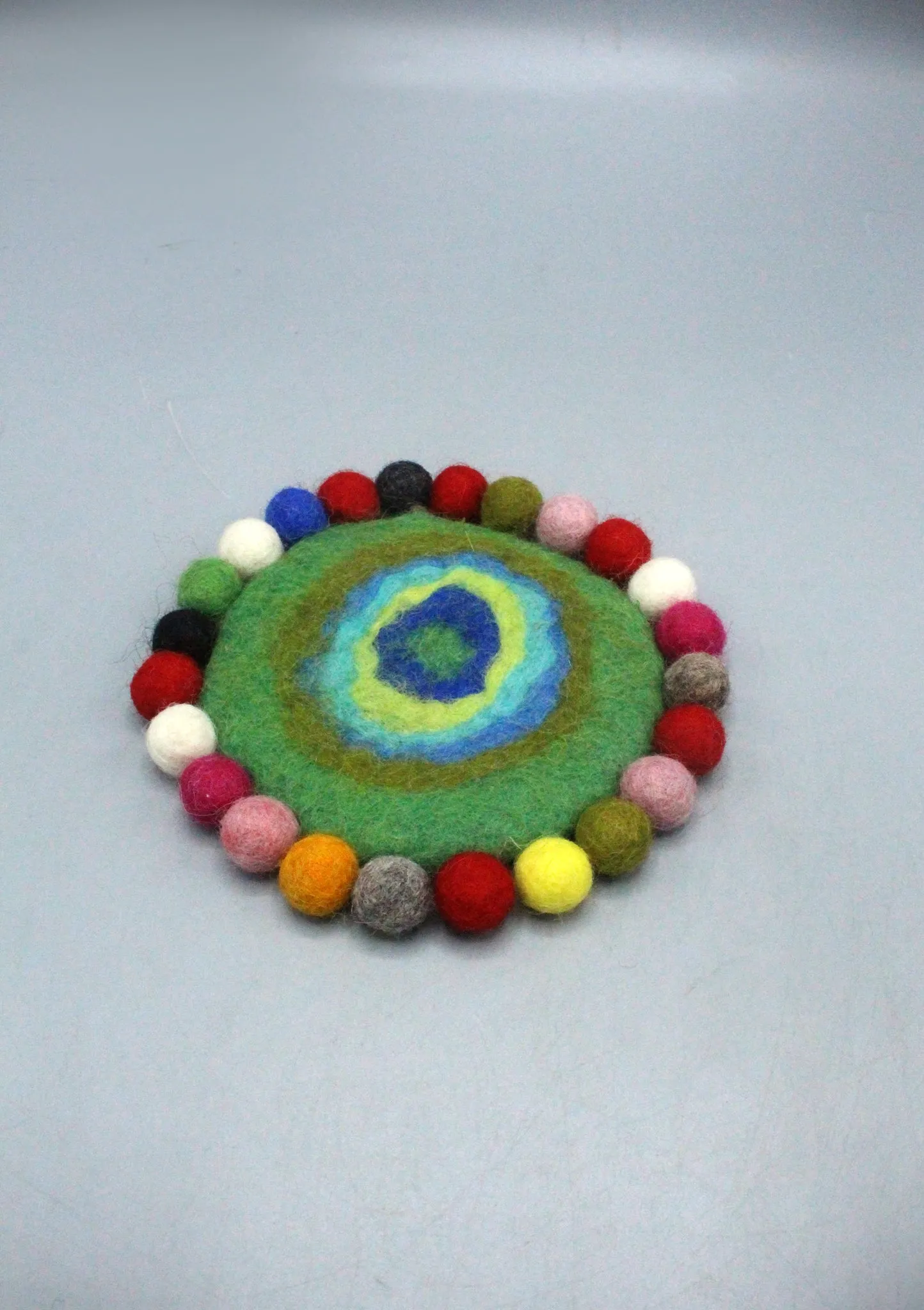 Green Felt Round Tea Coaster