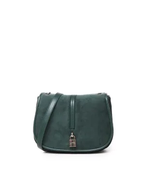 Green Shoulder Bag with Flap Closure