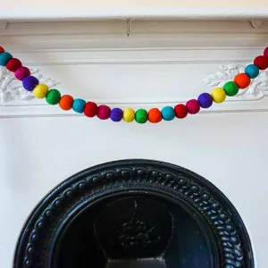 Hand Felted Ball Garland - Rainbow