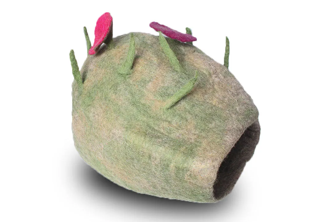 Hand Felted Wool Green Cat House, Cat Bed