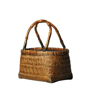 Handcrafted Bamboo Mini Tote - Traditional Chinese Style