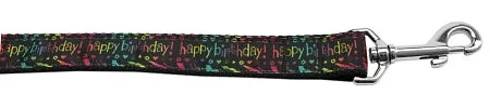 Happy Birthday Nylon Dog Leash 5-8 Inch Wide 6ft Long