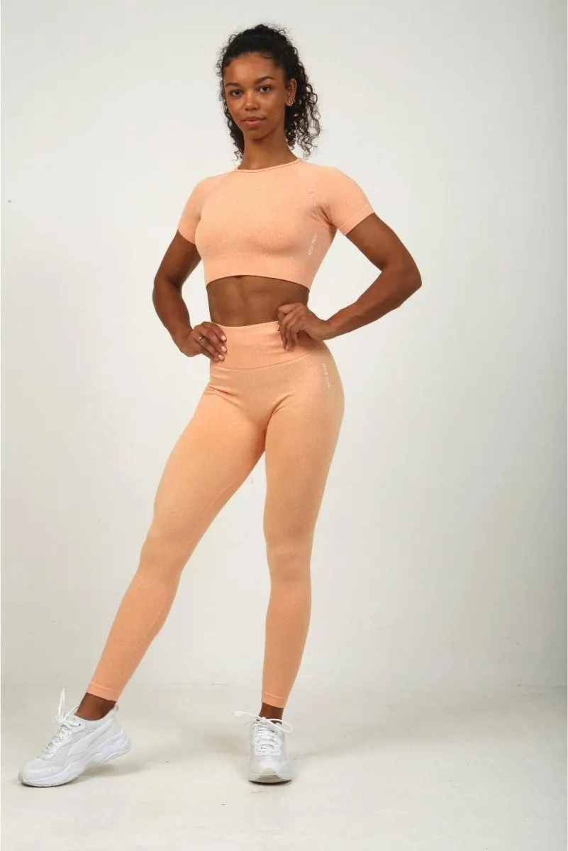 High Waist Leggings - Peach Marl