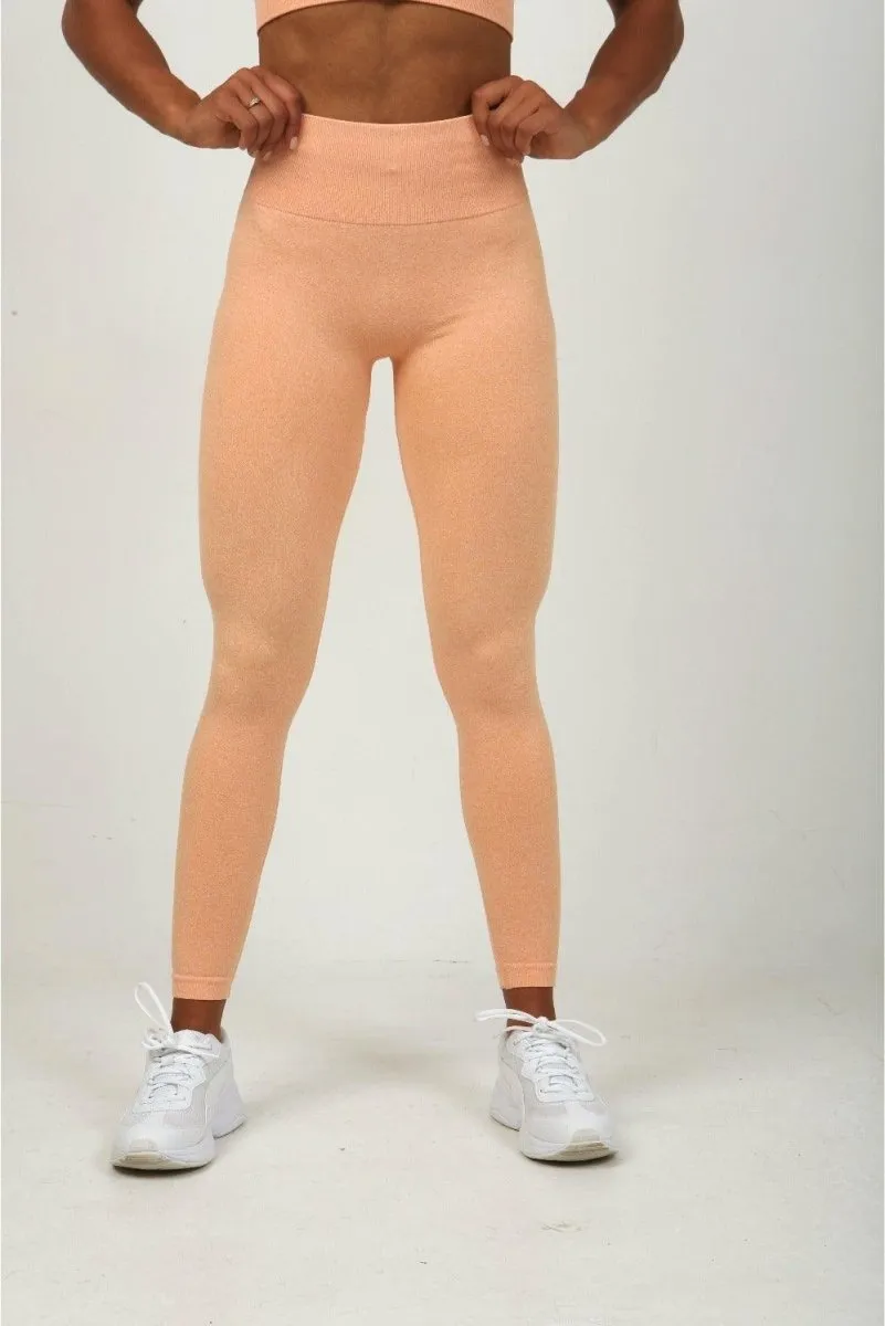 High Waist Leggings - Peach Marl