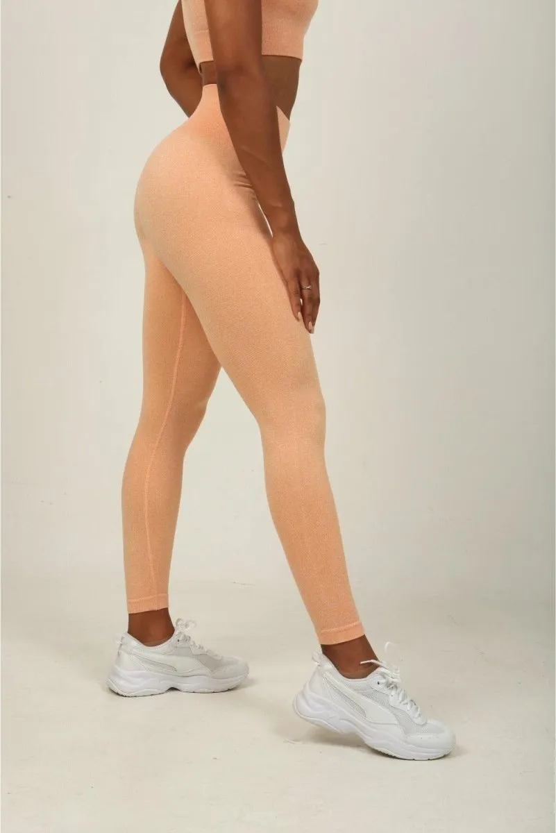 High Waist Leggings - Peach Marl