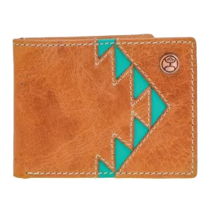 Hooey Turquoise Aztec Inlay Bi-Fold Wallet- Ivory Accent Stitching HFBF006-TNTQ