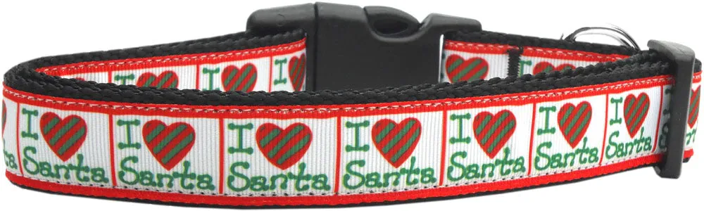 I Heart Santa Nylon Dog Collar Xs