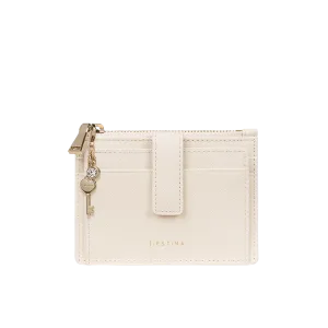 J.ESTINA LUCY Top Zipper Card ID Wallet Cream Color Cowhide Detachable Heart Key Charm Decoration Credit Card Check Card Business Card Holder Case / from Seoul, Korea