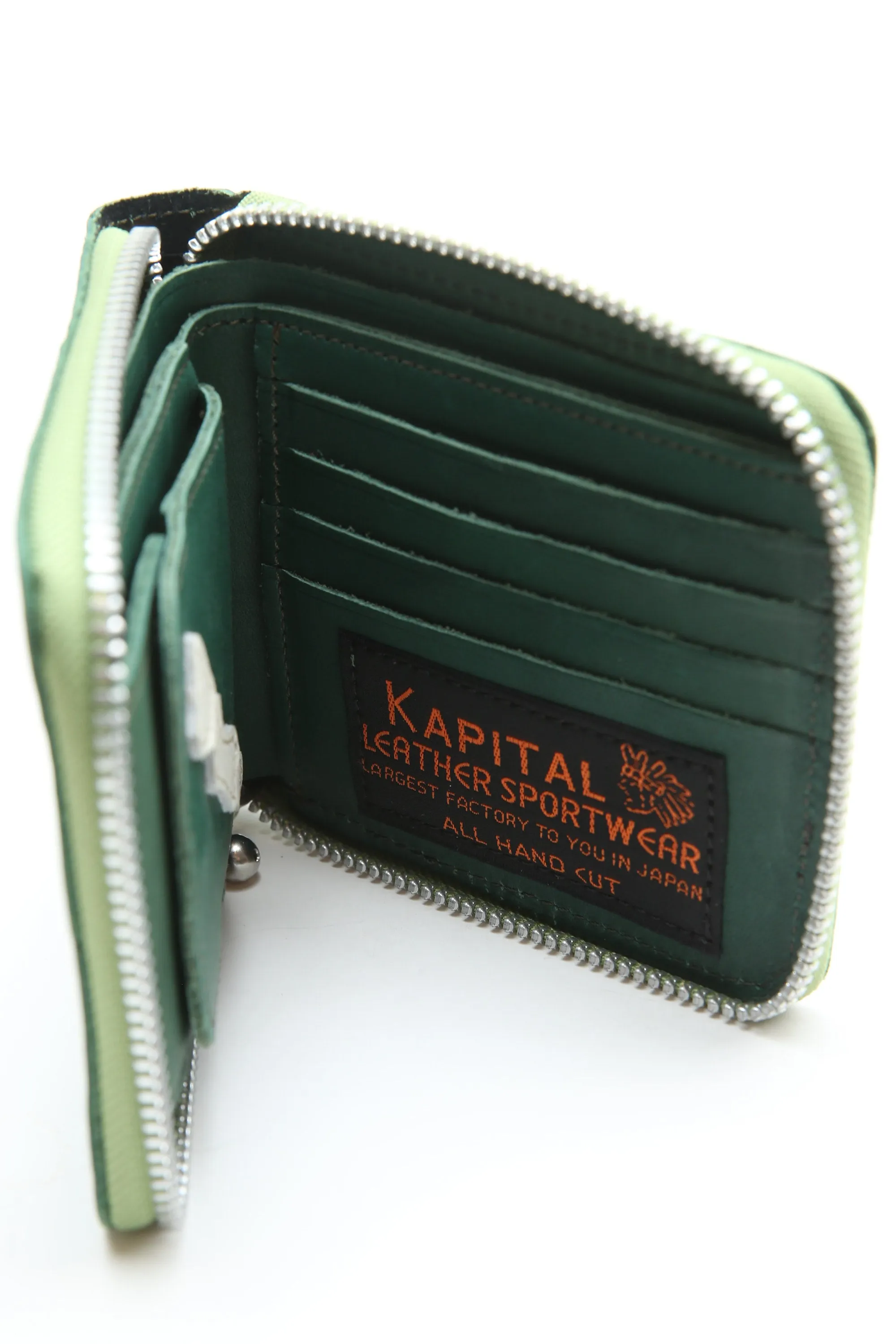 Kapital Thumb-Up Bone Hand Zip Wallet - Green