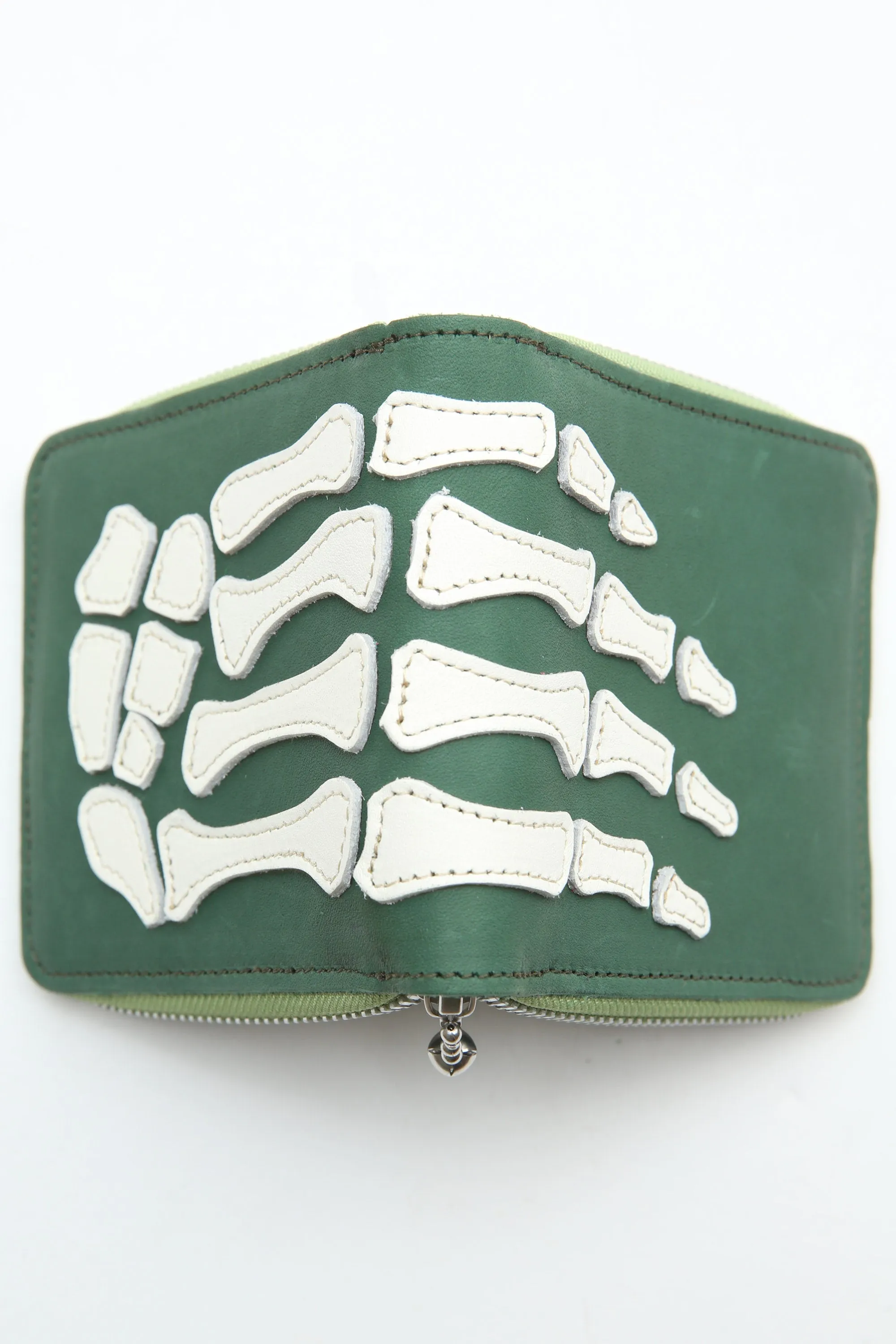 Kapital Thumb-Up Bone Hand Zip Wallet - Green