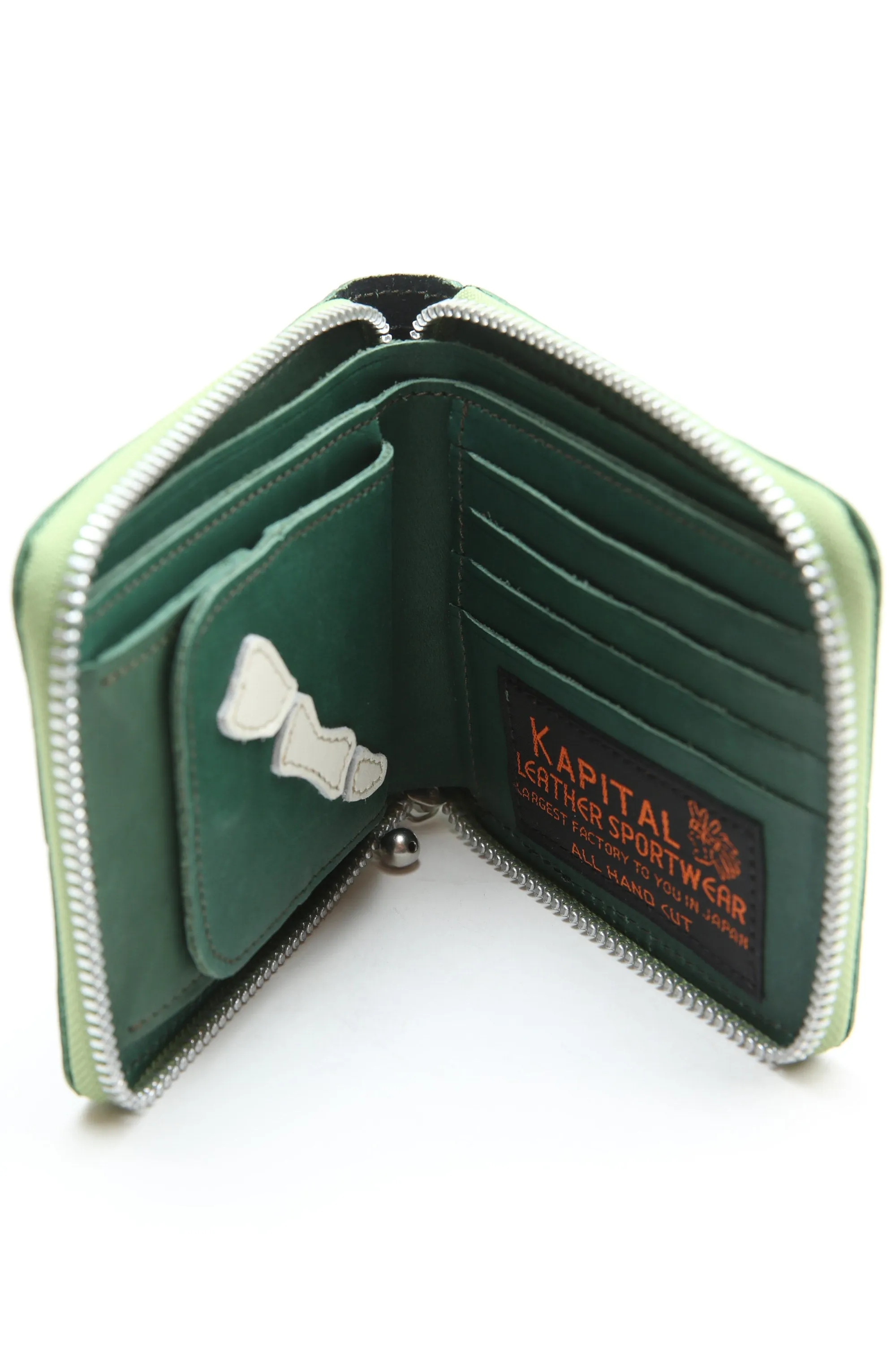 Kapital Thumb-Up Bone Hand Zip Wallet - Green