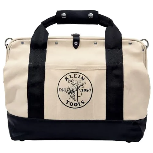 Klein Tools: Natural Canvas Tool Bag, Heavy Duty, Reinforced Leather Bottom