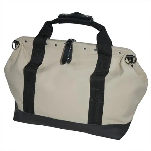 Klein Tools: Natural Canvas Tool Bag, Heavy Duty, Reinforced Leather Bottom