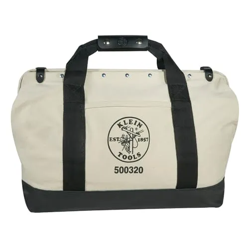 Klein Tools: Natural Canvas Tool Bag, Heavy Duty, Reinforced Leather Bottom