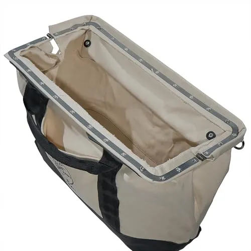 Klein Tools: Natural Canvas Tool Bag, Heavy Duty, Reinforced Leather Bottom