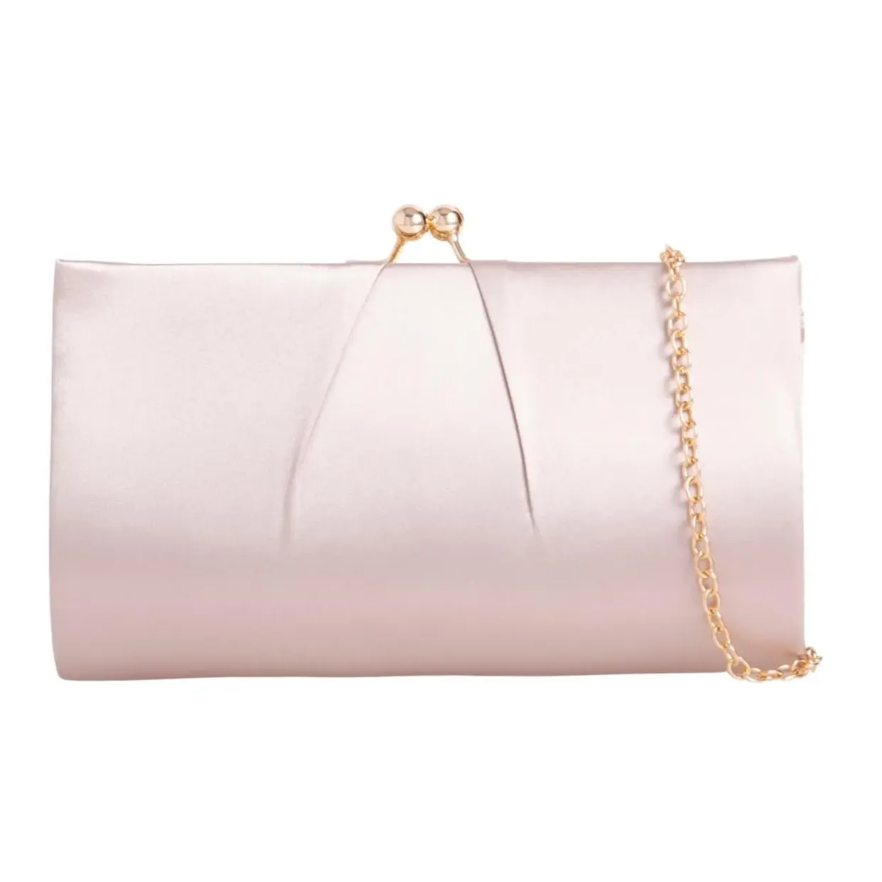 Koko Nude Small Satin Clip Top Clutch