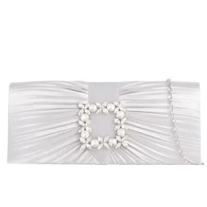 Koko Silver Satin Clutch Bag