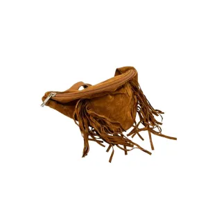 L.A. Express Brown Suede Fringe Waist Belt Bag