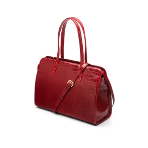 Ladies' Leather 15" Laptop Handbag - Red Croc