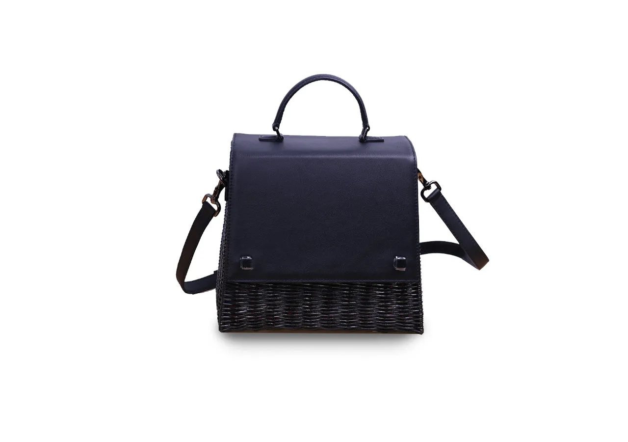 Laila Wicker Hand Bag (Black)