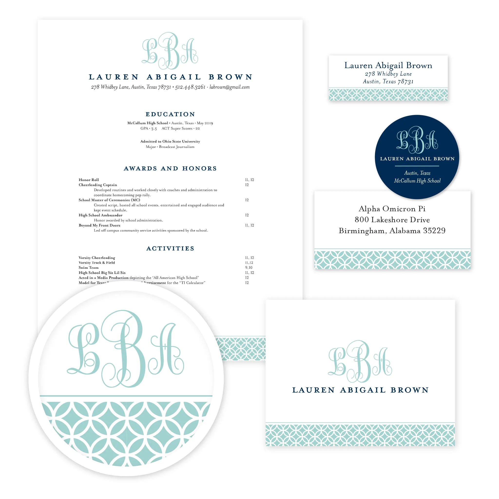 Lattice Monogram Complete Sorority Packet