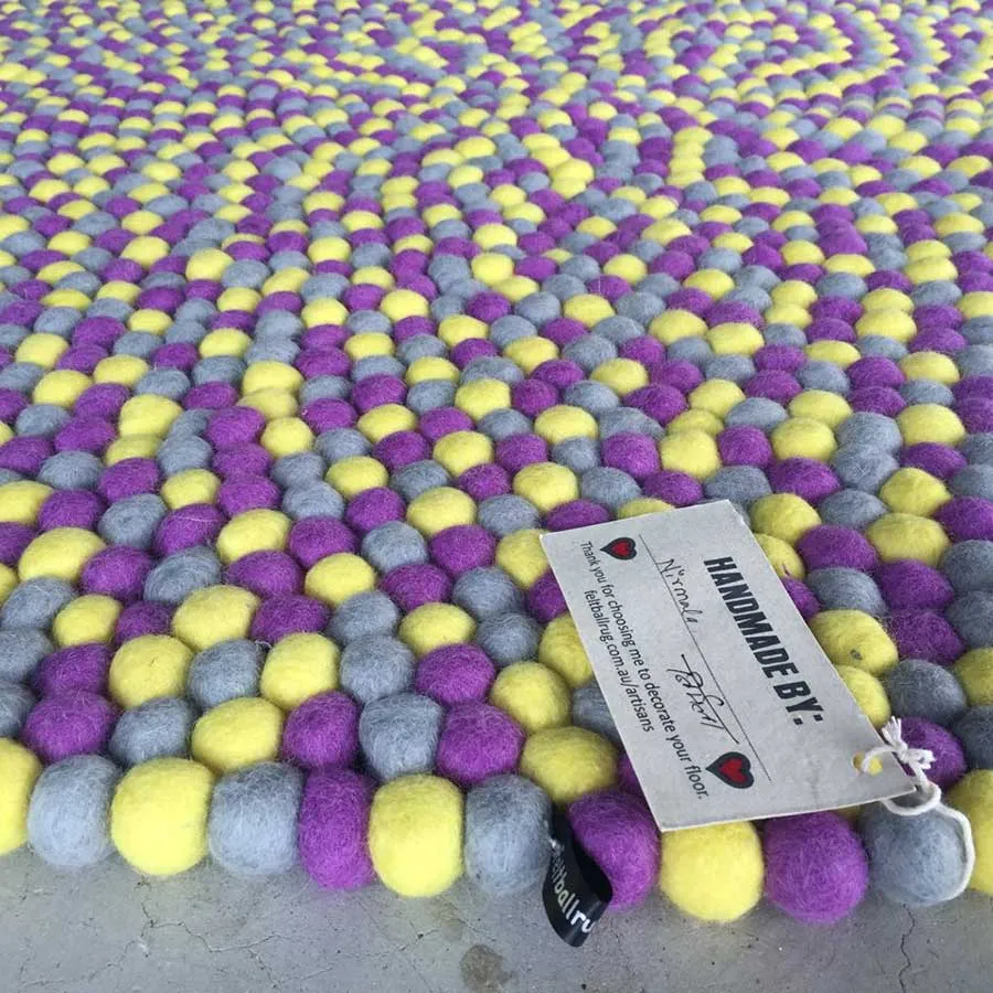 Lavender Burst Felt Ball Rug