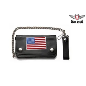 Leather Wallet With USA Flag