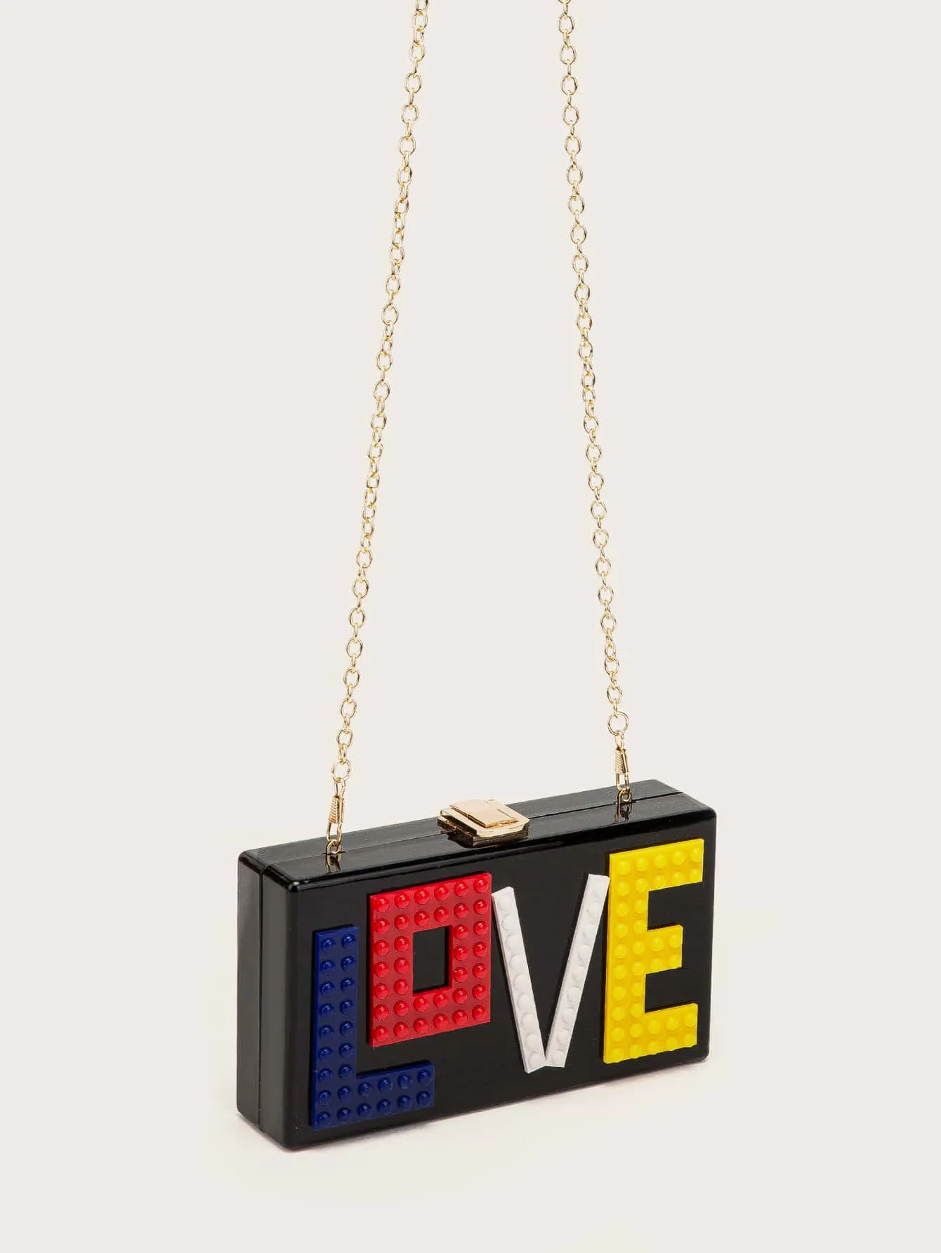 Letter Decor Chain Clutch Bag