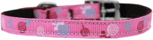 Lollipops Nylon Dog Collar with classic buckle 3-8" Pink Size 14