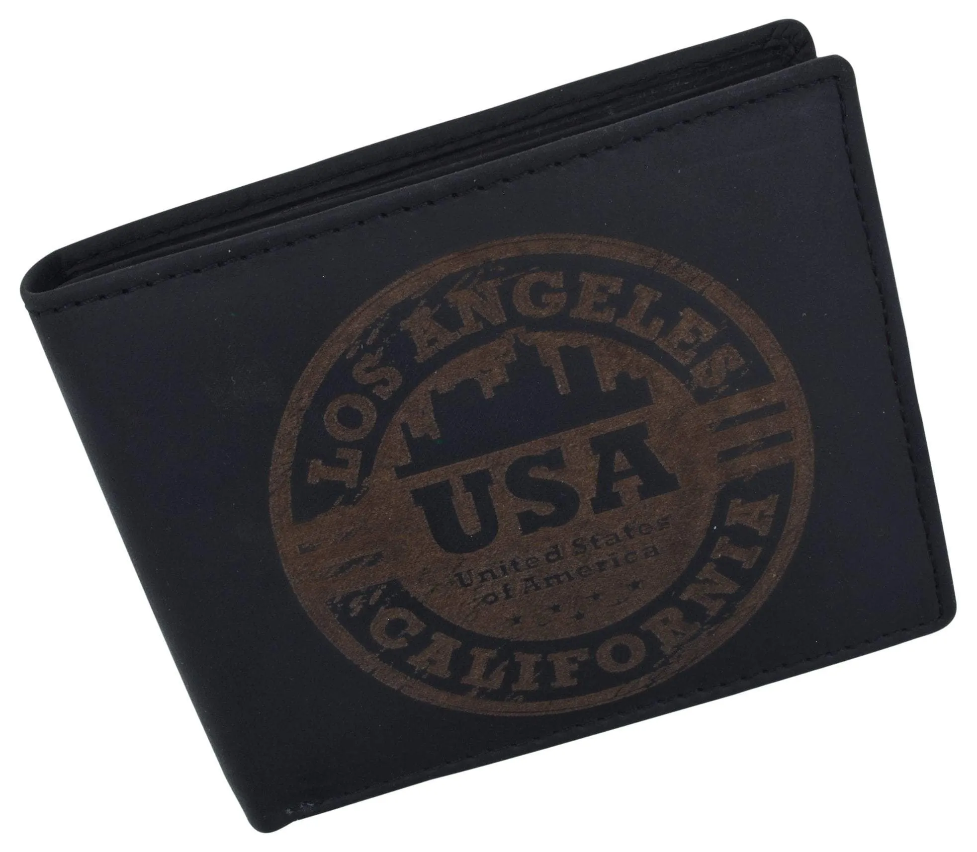 Los Angeles Mens RFID Genuine Leather Card ID Bifold Wallet