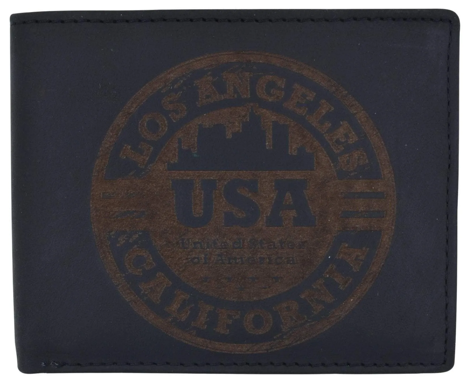 Los Angeles Mens RFID Genuine Leather Card ID Bifold Wallet