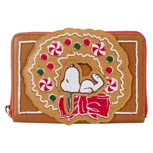 Loungefly Peanuts Snoopy Gingerbread Wreath Scented Zip Around Wallet