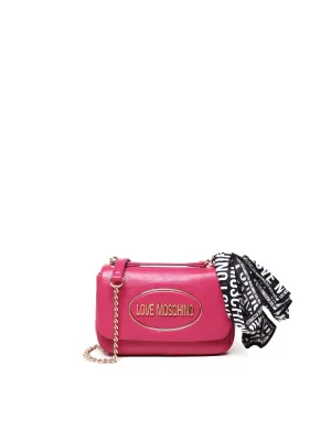 Magenta Leather Shoulder Bag with Flap