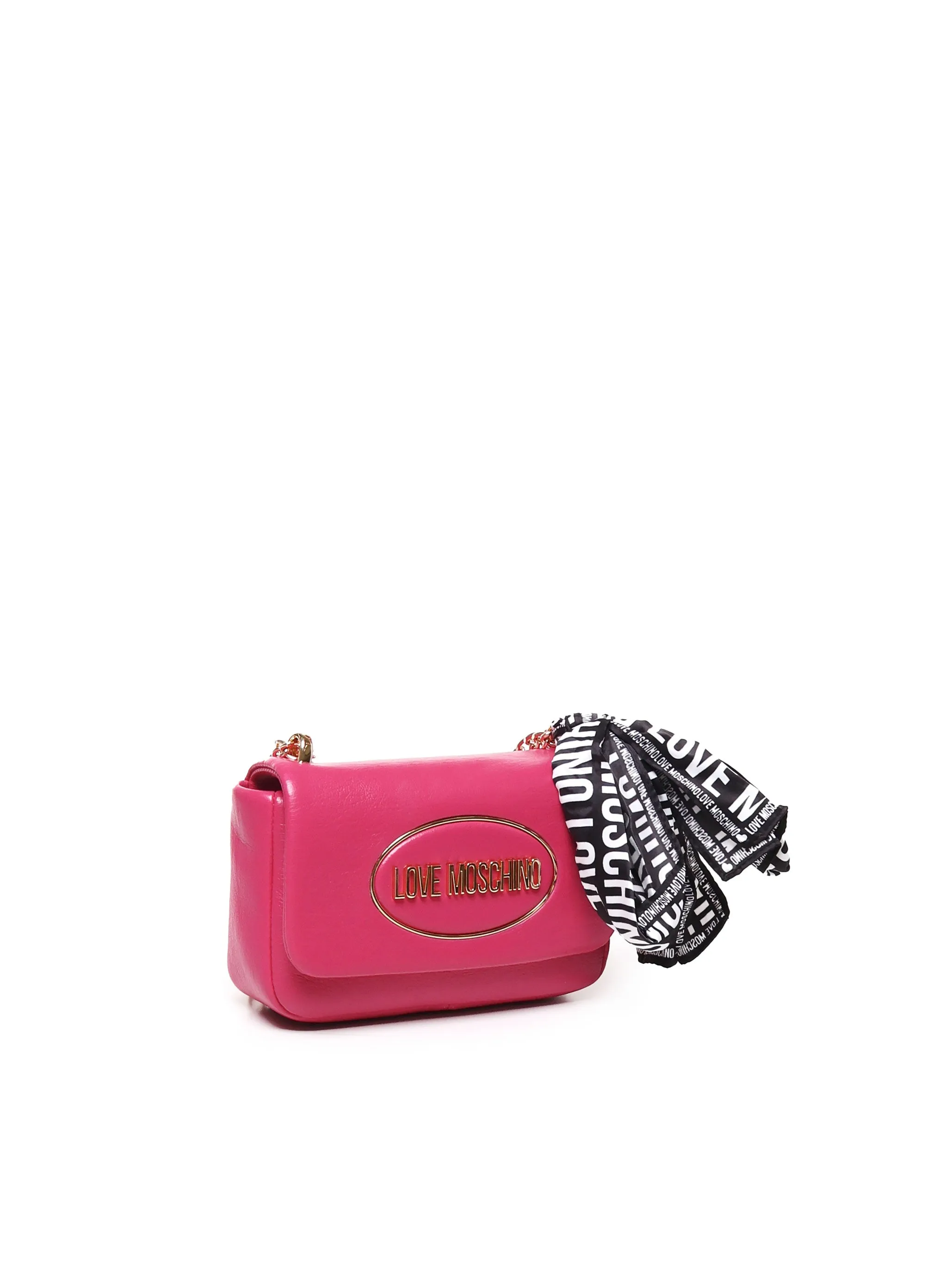 Magenta Leather Shoulder Bag with Flap