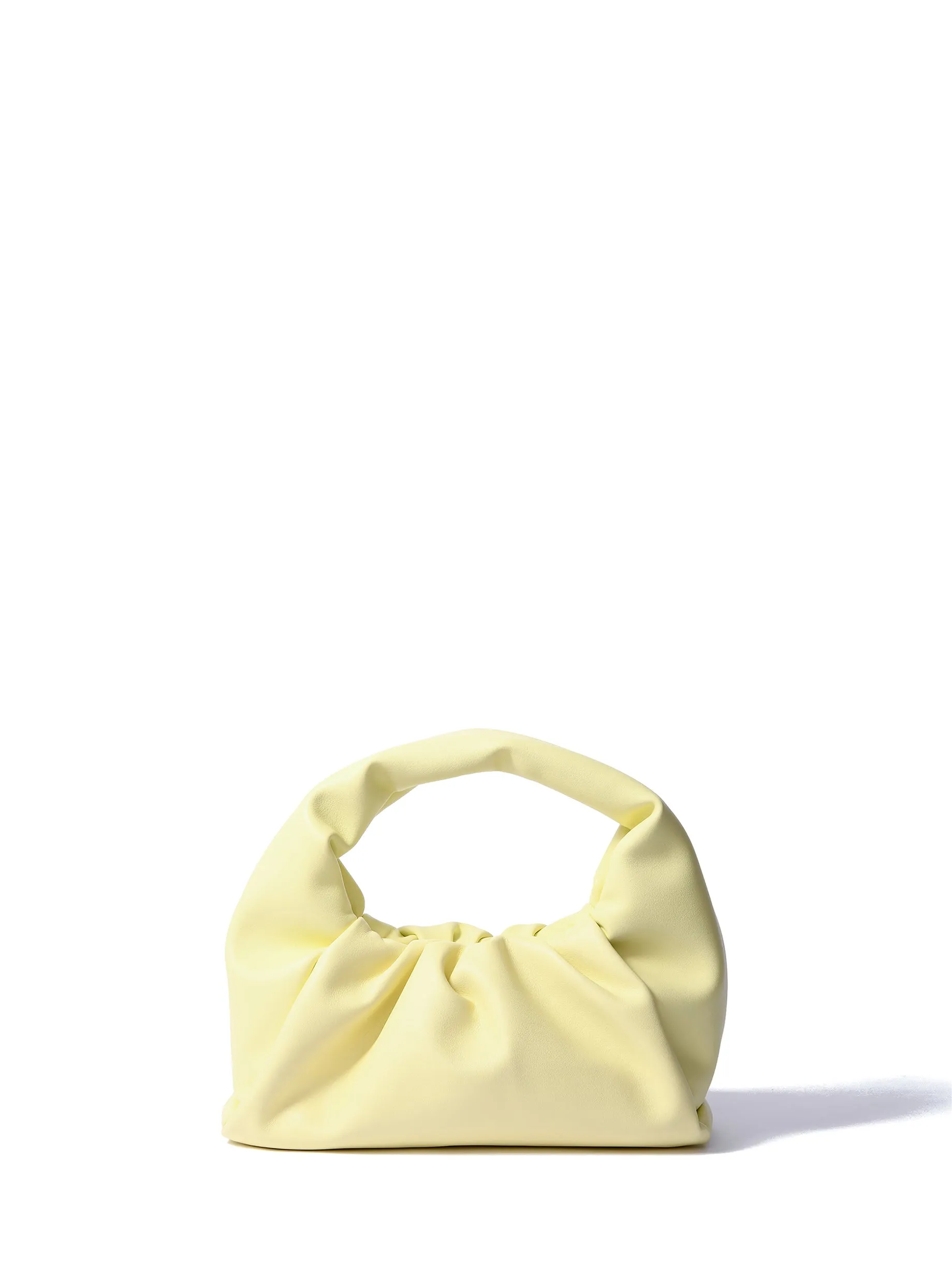 Marshmallow Croissant Bag in Soft Leather, Bright Yellow